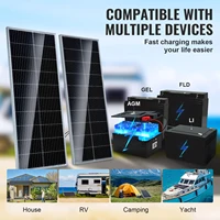 SucceBuy 100W/200W Kit de panneaux solaires monocristallins 12V Module PV monocristallin à haute efficacité IP68 étanche pour camping-car 3