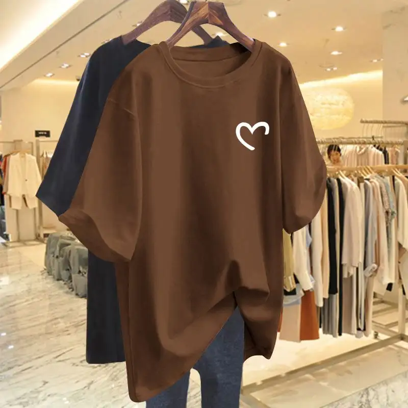 2024 New Summer American Large Top Fashion Trend Round Neck Printed Loose Oversized Casual Short Sleeved T-shirt for Women - Image 11