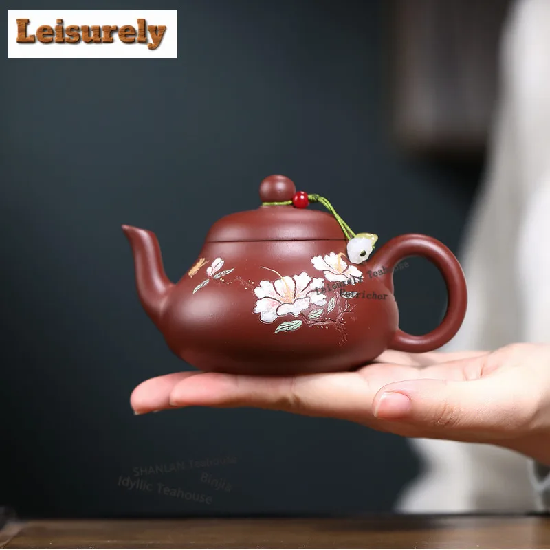 170ml Antique Yixing Purple Clay Teapots Famous Artists Handmade Butterfly Flower  Pot Raw Ore Dahongpao Mud Kettle Zisha Teaset