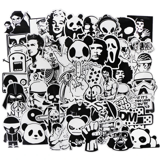 Black White Stickers Graffiti  Laptop Stickers Black White - 10/20/50pcs  Graffiti - Aliexpress