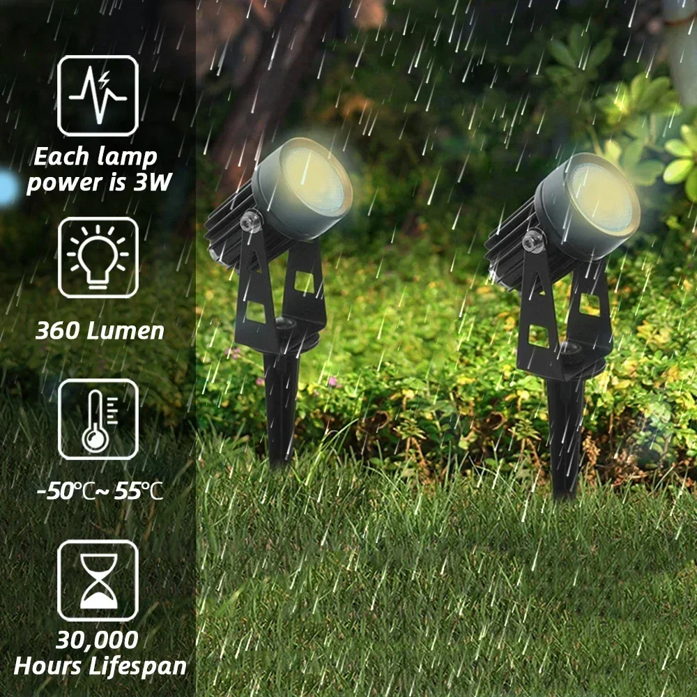 Garden light Led Garden Lights 2/4/6/8/10 in 1 Outdoor Waterproof Spotlight RGB Dimming