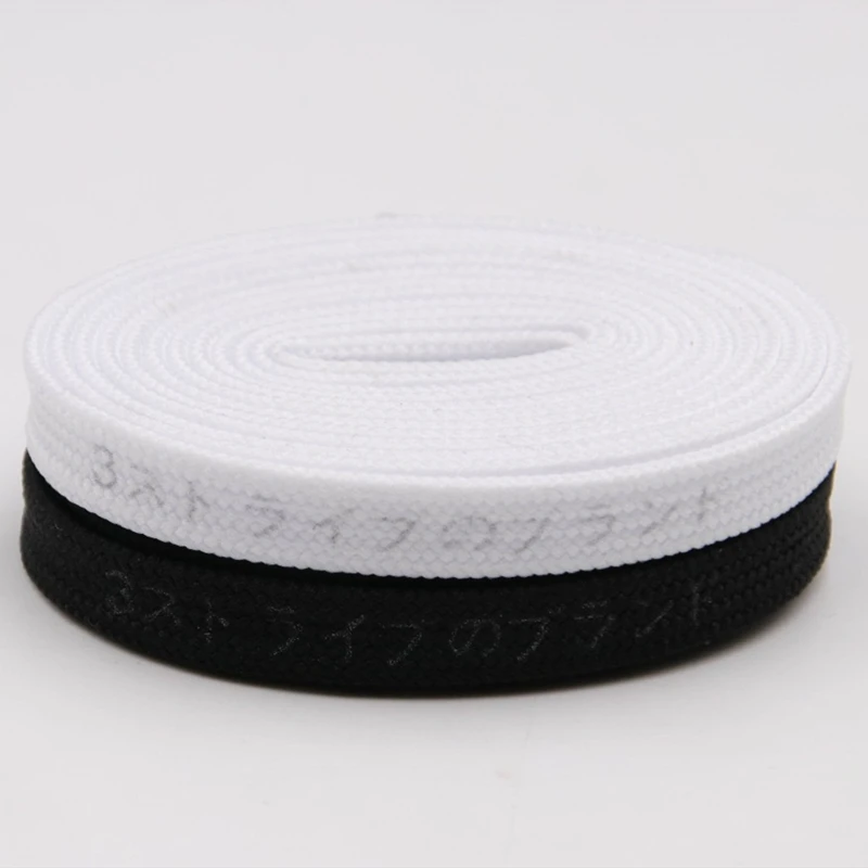 Weiou 7MM New Reflective Silk Screen Letter Printing Double Side String White Black 3M Reflective Japanese Katakana Shoelaces