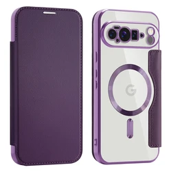 Enhanced Wireless Charging Magnetic Wallet Case with Card Slots and Anti - Fall Leather Design for Google Pixel 10 (PURPLE)