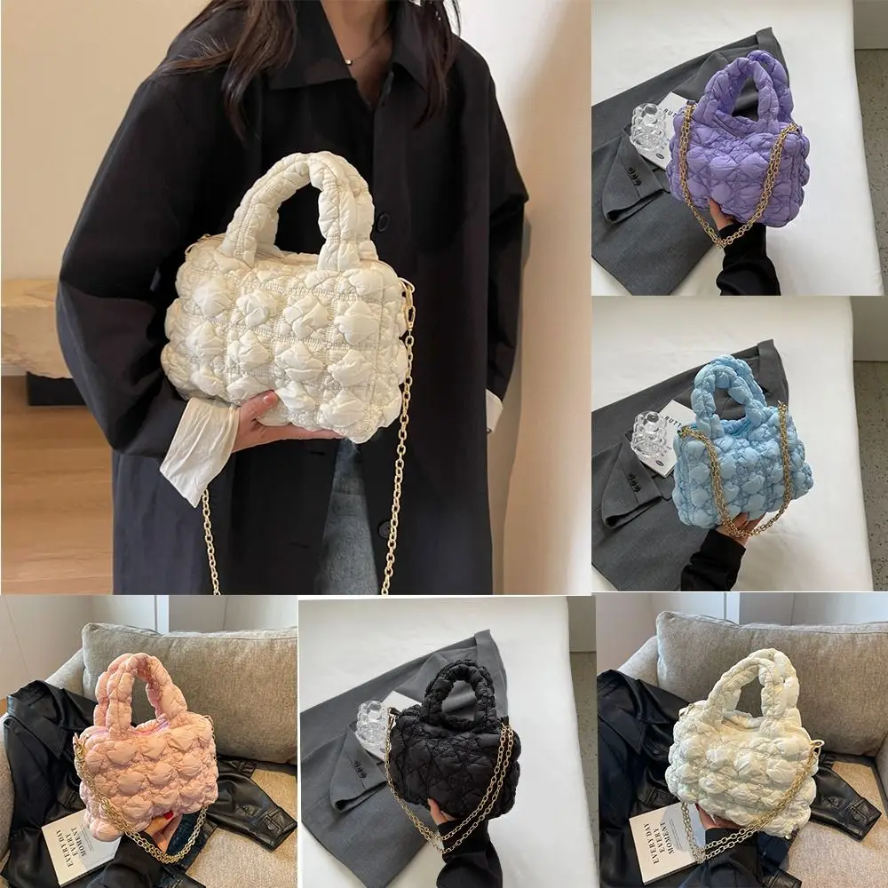 

Pleated Bubble Cloud Crossbody Bag Storage Bag Solid Color Plaid Large Capacity Korean Style Women