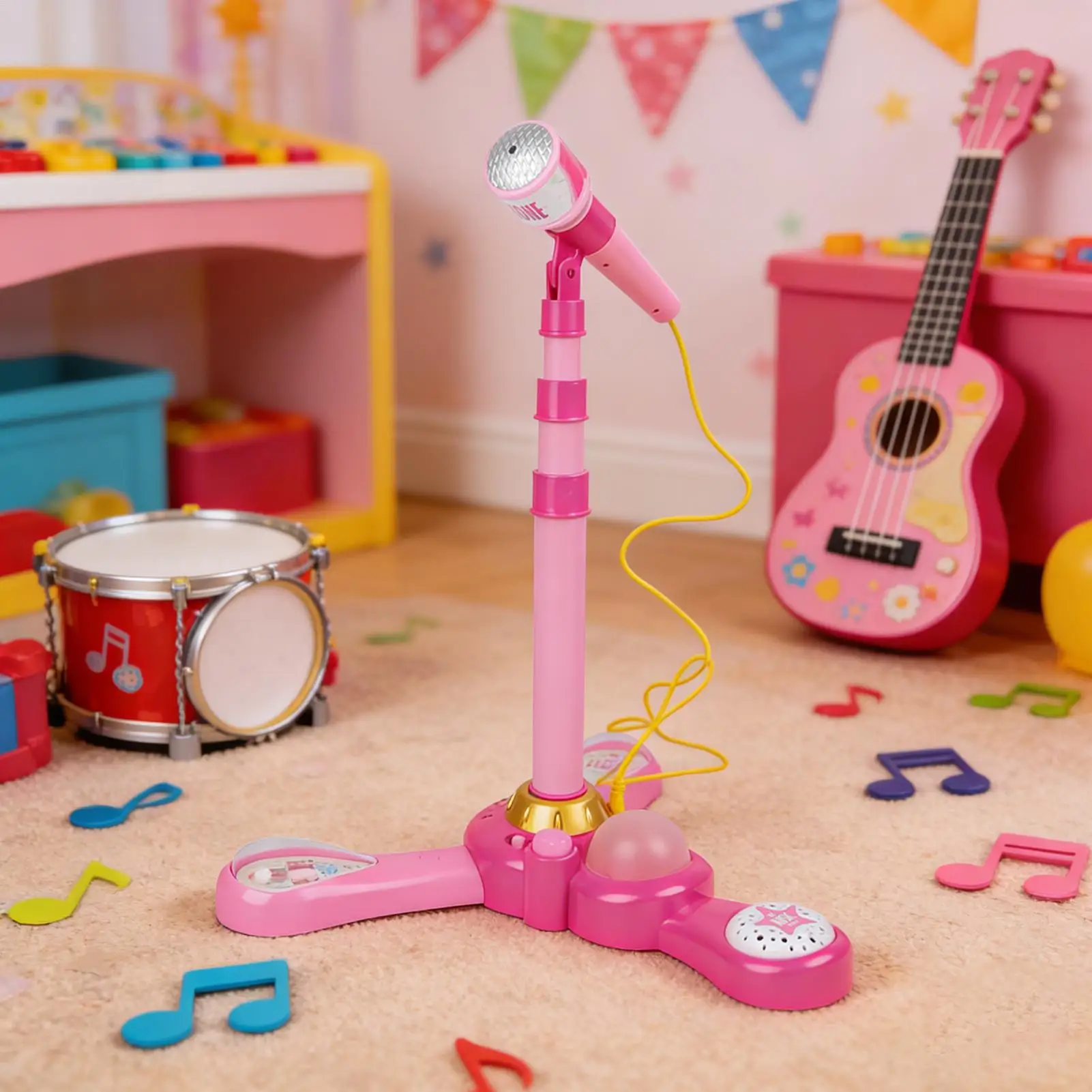 아이들용 에코 마이크 라이트 포함 인터랙티브 컬러풀 음악 노래 장난감 카라오케 마이크 장난감 재미있는 용품 소년 소녀용