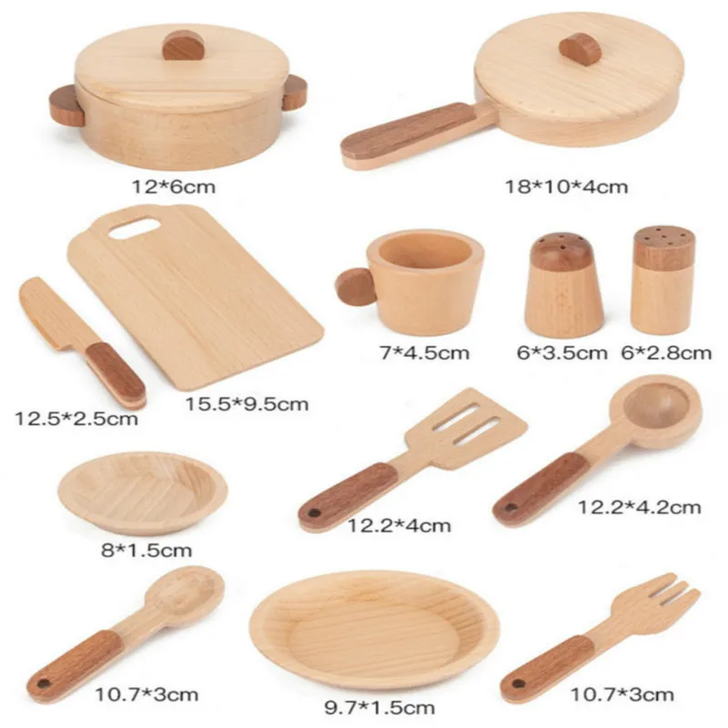 Natural Wood Children's Preschool Toys Fruits And Vegetables Simulation Play House Kitchenware Cognitive Wooden Model Toys 6