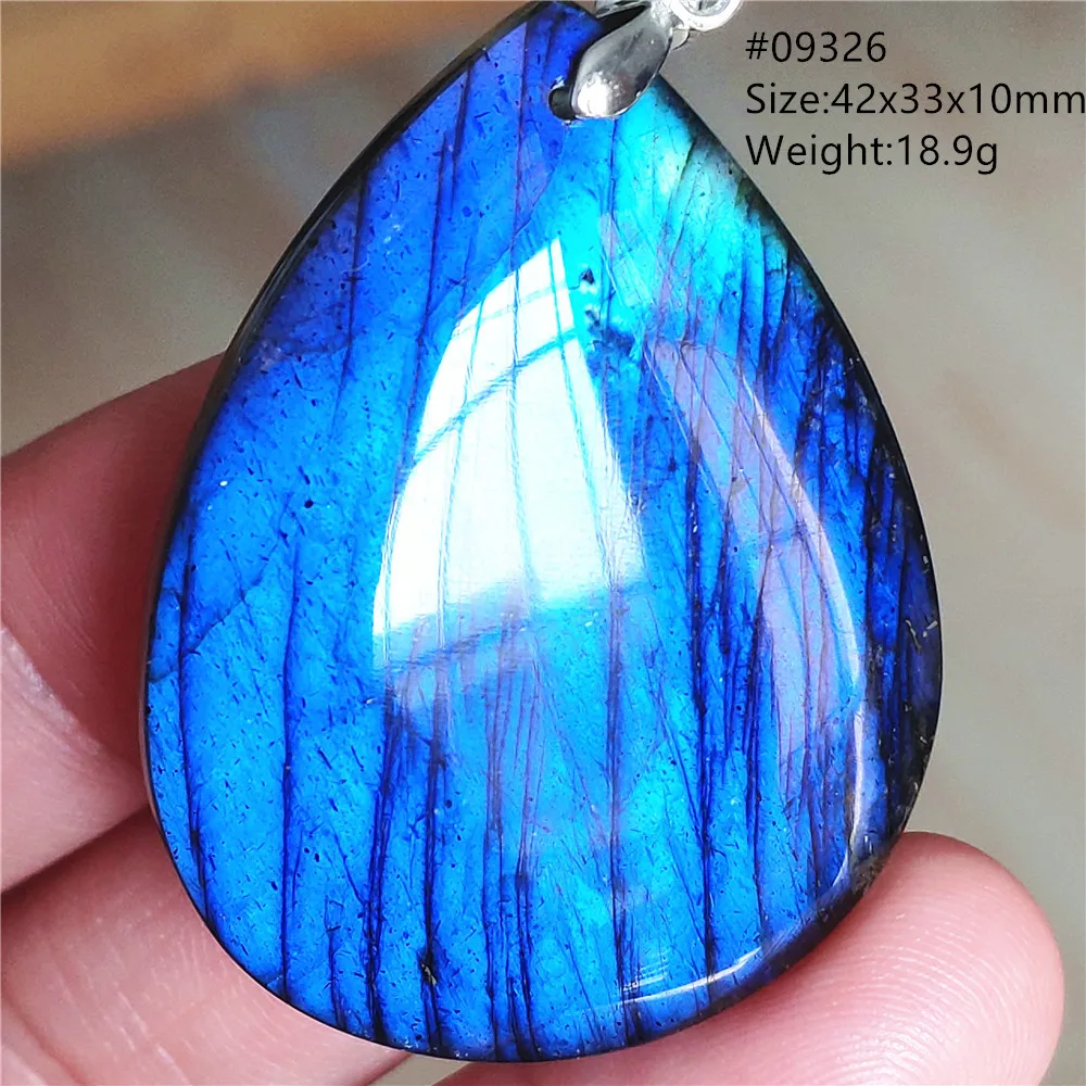 Natural Blue Light Labradorite Pendant Jewelry Water Drop Crystal Flash Labradorite Bead Necklace Women Men AAAAAA