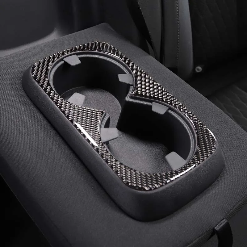 

For Nissan Titan 2016-2023 Soft Carbon Fiber Car Rear Drain Cup Holder Panel Cover Trim Stickers Car Accessories
