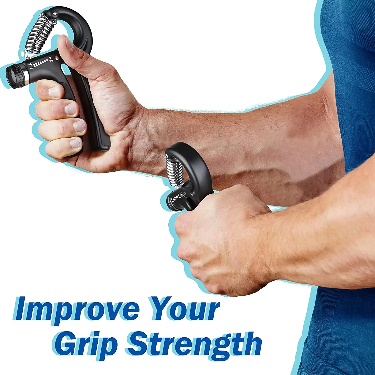 

5-60Kg Adjustable Heavy Gripper Fitness Hand Exerciser Grip Wrist Training Increase Strength Spring Finger Pinch Carpal Expander