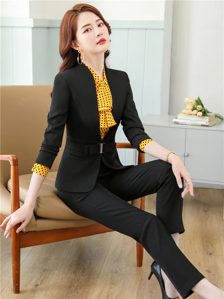 Wine Red Pant Suits Women 2 Pieces Set Business Office Lady Blazer And  Trousers Spring Autumn Black Workwear Outfit - AliExpress