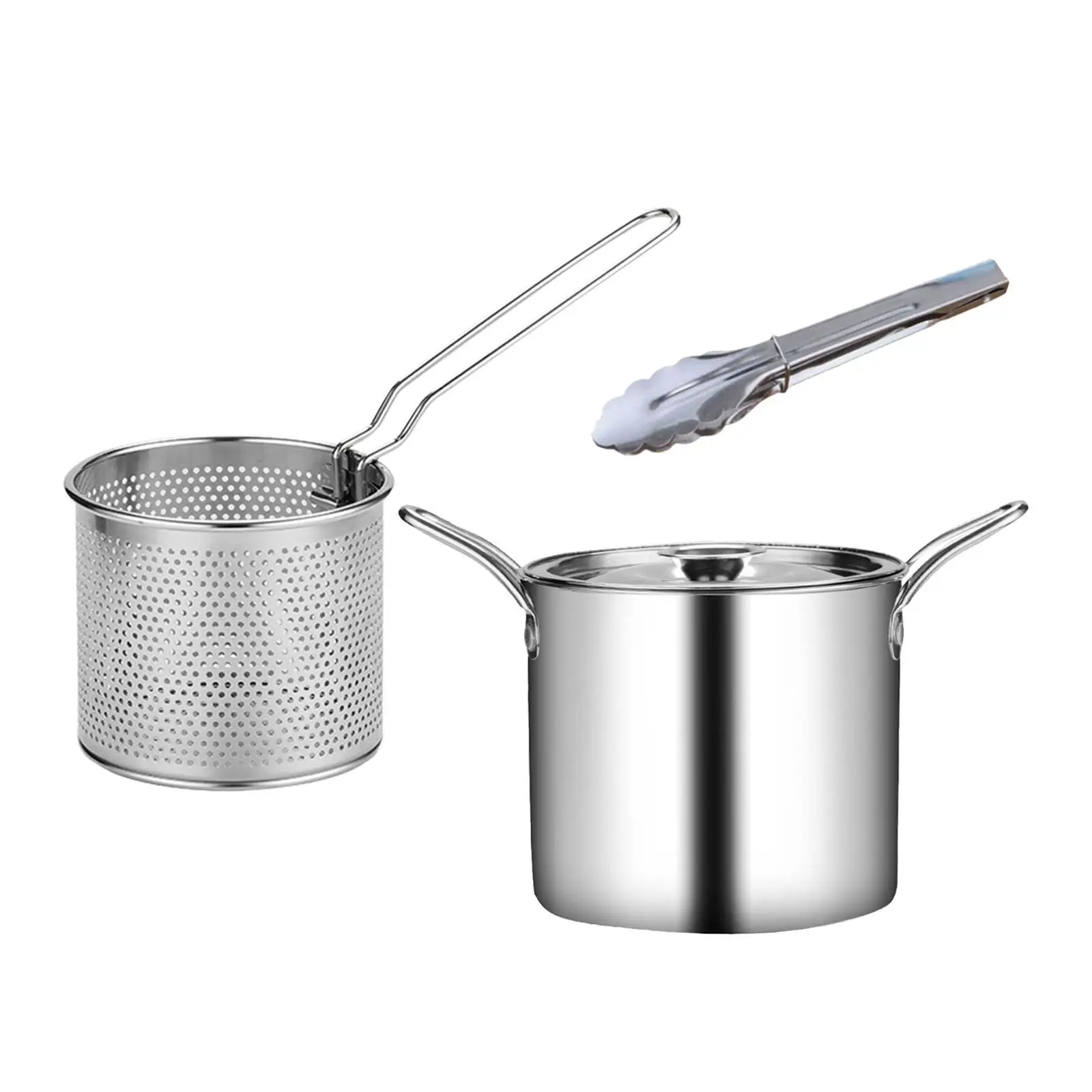 Deep Fryer Pot Kitchenware Cooking Tool Kitchen Noodles Pot Cooking Pot Frying Basket for Party Camping Home Picnic Dining Room