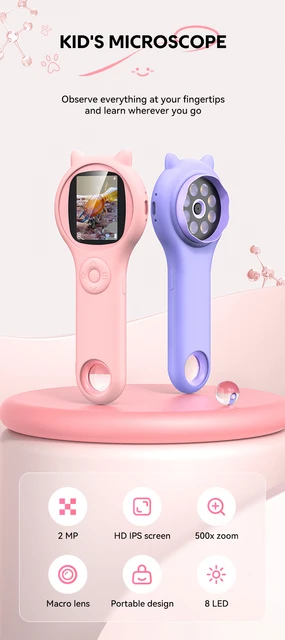 Microscopio Digitale OUTACT Per Bambini - 500x Con LED E Custodia