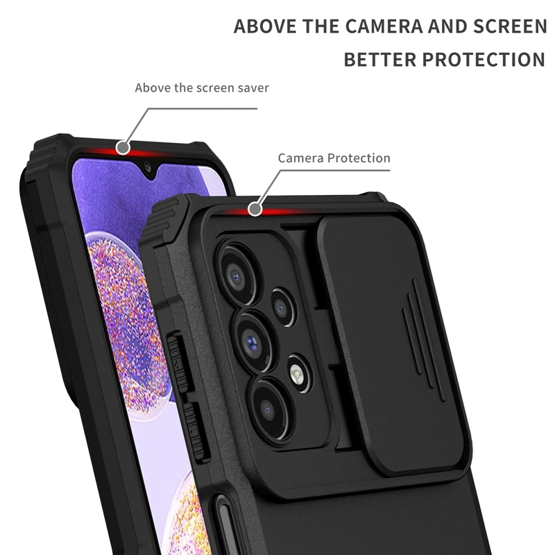 Premium Armor Shockproof Phone Case with Lens Protection & Stand Holder