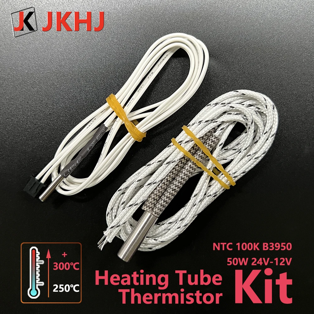 E3D Heater Printer Accessories Heating Tube 12V 24V 50W Heating Cartridge Thermistor Kit 320℃ Heating Pipe 100K Hotend Parts cr 6 se 24v 40w cartridge heater 100k thermistor temperature sensor xh2 54 terminal 3d printer parts for cr6 se heating rod