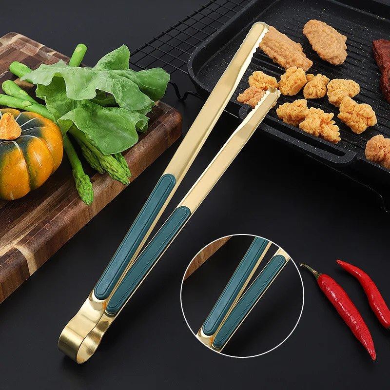 Stainless Steel Long Handle Food Tong Korean Style Non-Slip BBQ Bread et Clamp Ice Clip Kitchen Utensils