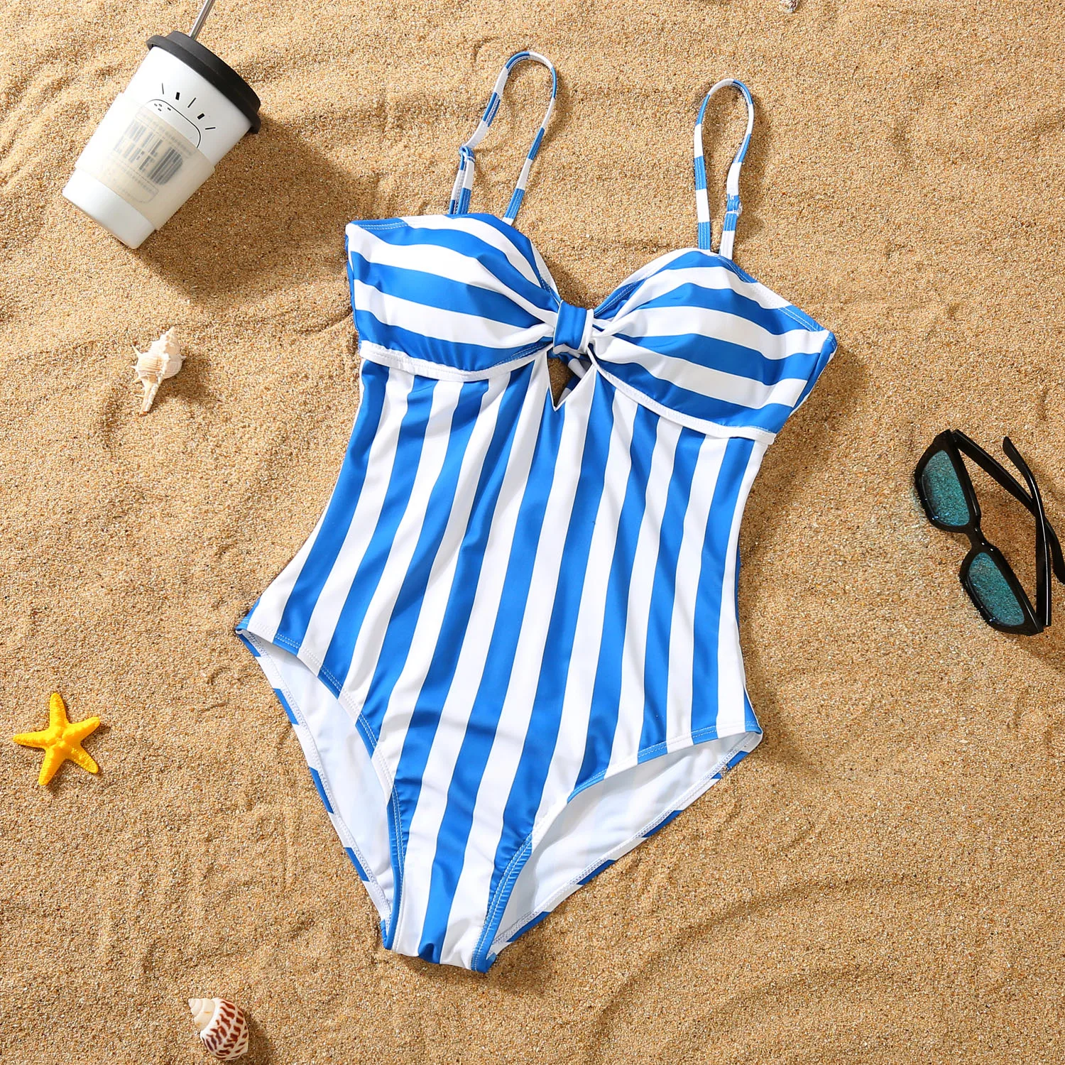 Family Swimsuit Mother Daughter Swimwear Father Son Swim Shorts 2023 Summer Striped Mom And Daughter Bikini Suit Matching Outfit 4
