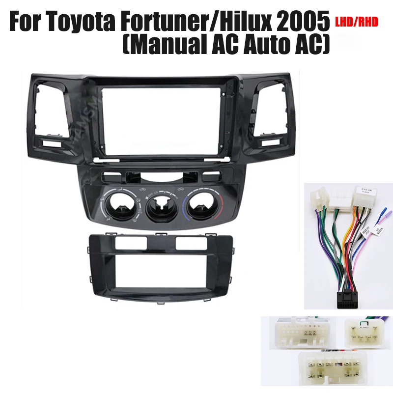 Autoradio Android 9 pouces, cadre pour TOYOTA FORTUNER/ VIGO/ HILUX 2007-2014, adaptateur de faisceau de câblage, câbles GPS