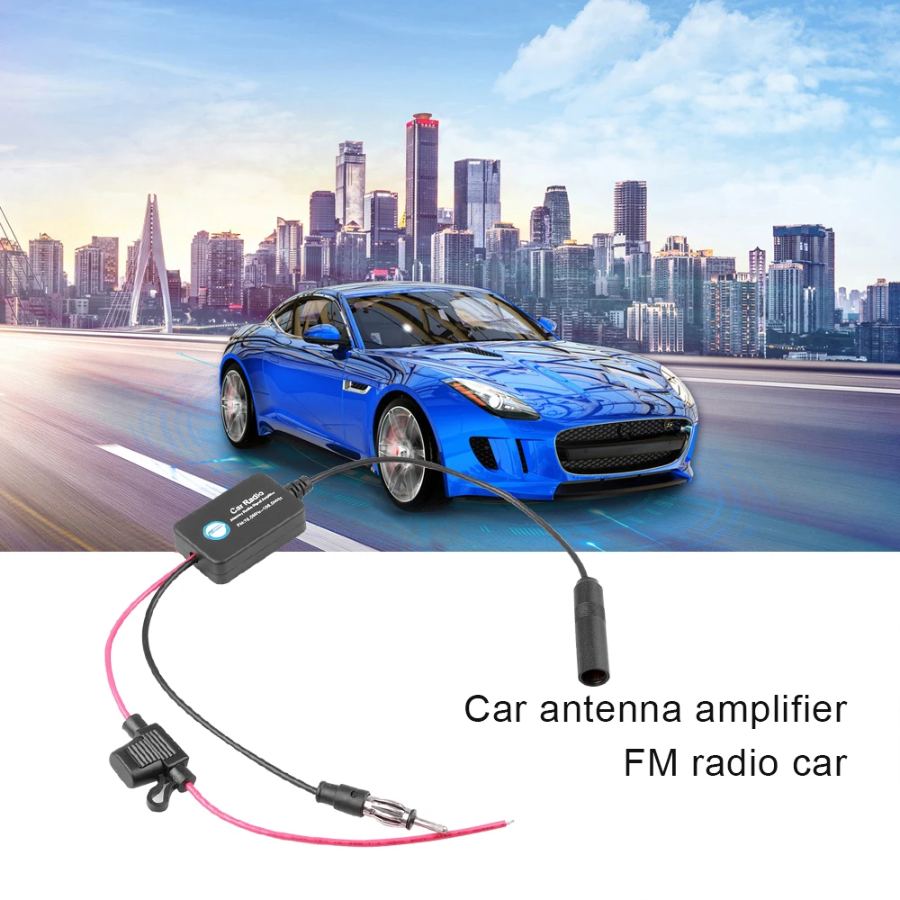 kebidumei Universal 12V Auto Car Radio FM Antenna Signal Amp Amplifier Booster For Marine Car Vehicle FM Amplifier 88-108MHz