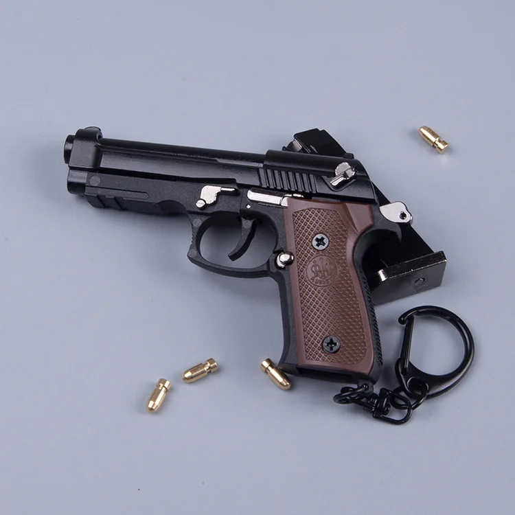 Alloy Empire Mini pistool sleutelhanger model tactische pistoolvorm sleutelhanger pistool model sleutelhanger ornament collectie voor mannen leger fan jongens cadeau, zwart, 7 * 4.7 * 1 cm