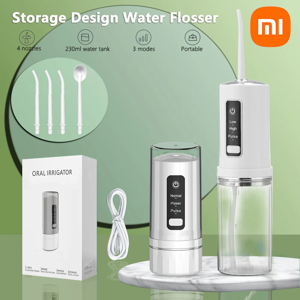 

Xiaomi mijia Portable Dental Water Jet Oral Irrigator USB Rechargeable Water Flosser 230ML Water Tank Waterproof Teeth Cleaner