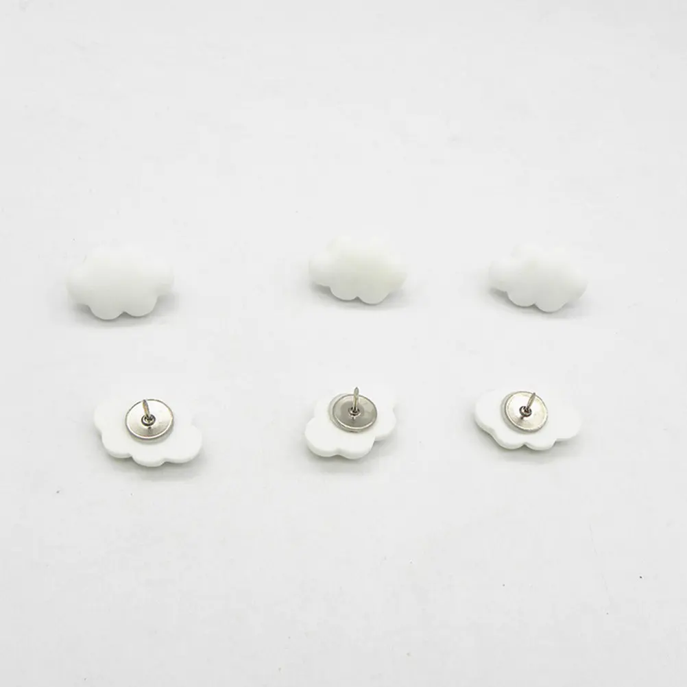 30Pcs 크림 화이트 클라우드 장 수지 푸시 핀 게시판 사진 벽지도 노트 사무실 학교용 귀여운 압정