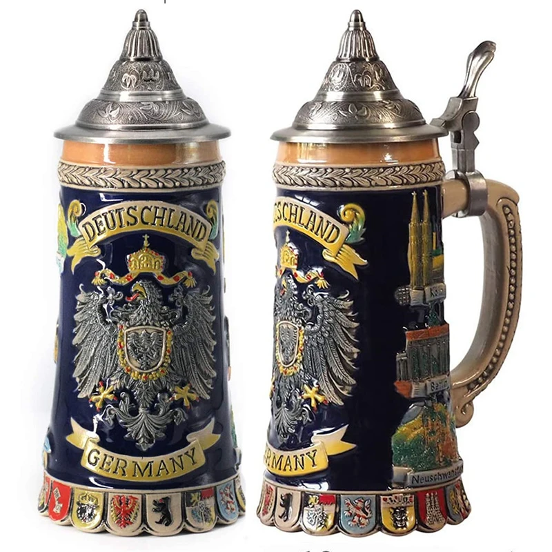Stainless Geographical Sign German Ceramic Beer Mugs Beer Stein Germany 600ml Beer