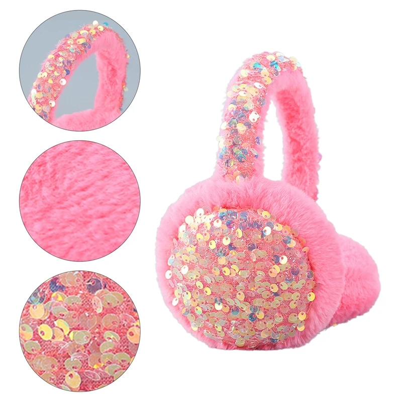 Glitter Sequin Lovely Earmuffs Winter Keep Warm Earmuff Women Rabbit Fur Earflap Spring Cute Ears Cover Caps Skiiing Headphone warm earmuffs fur earmuffs