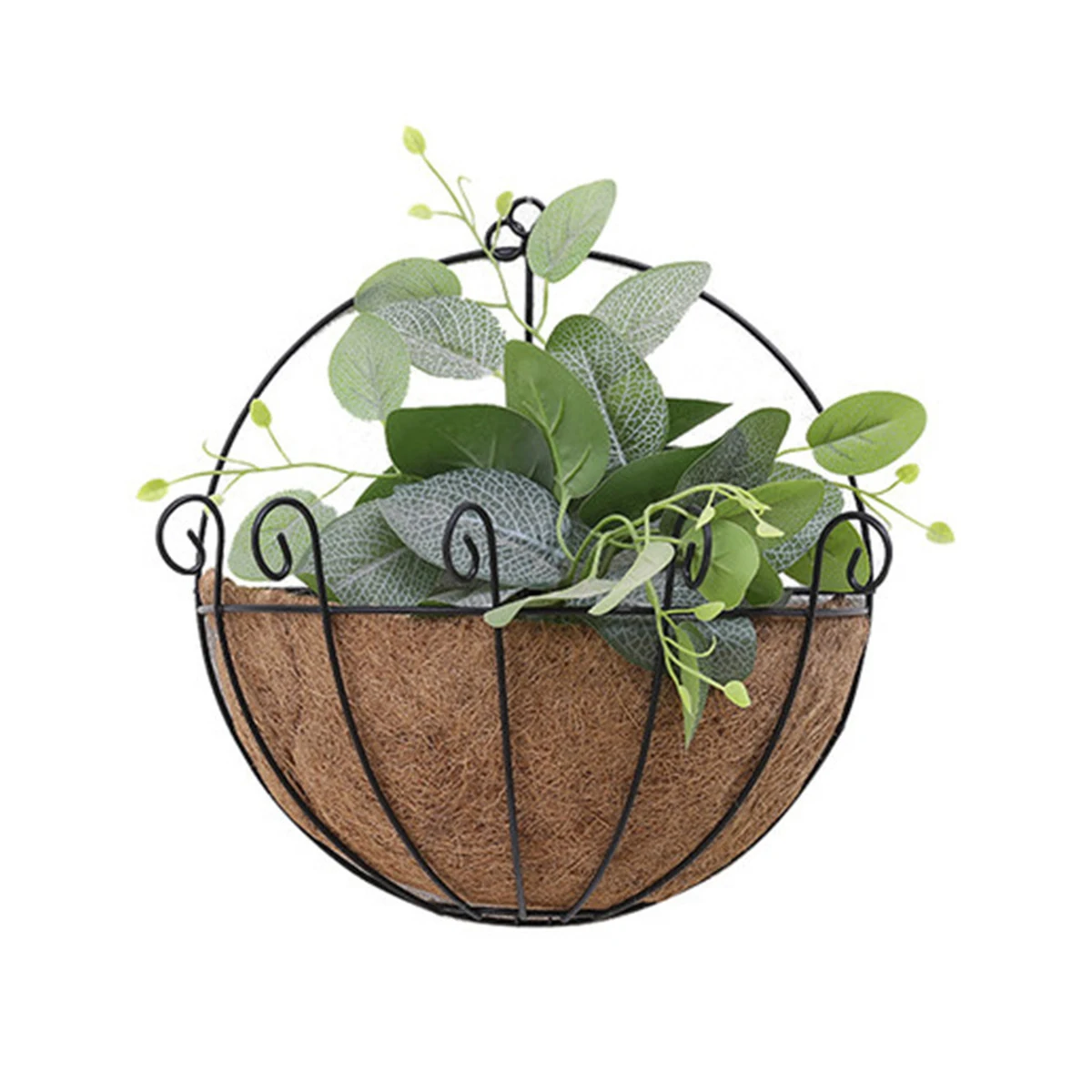 Flowerpot Iron Coconut DIY Garden Hanging Planters Wall Baskets Pot Half Round Plant Holder Case Home Decoration plant hanger,flower pot