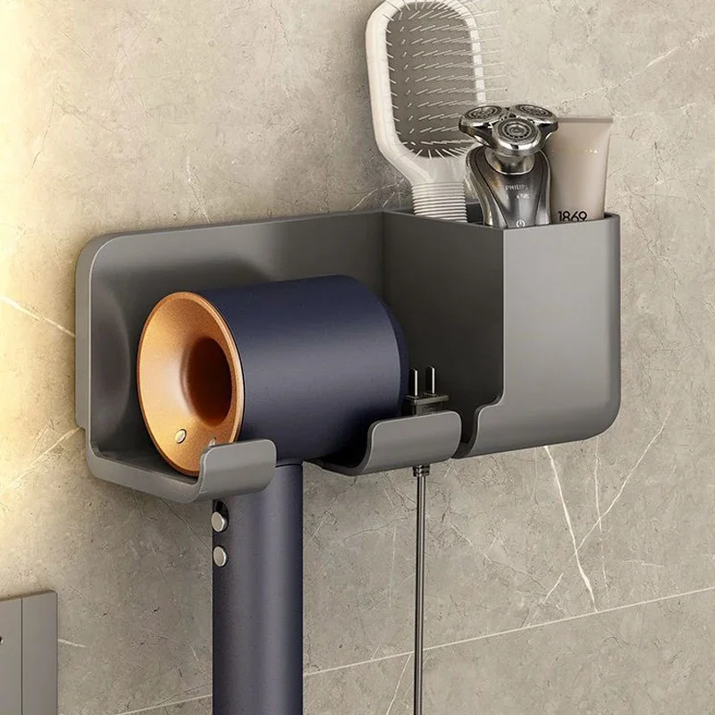 (No Hair Dryer) Hair Dryer Holder Organizer Wall Mounted Straightener Stand with Storage Box Shelf Hair Brush Bracket