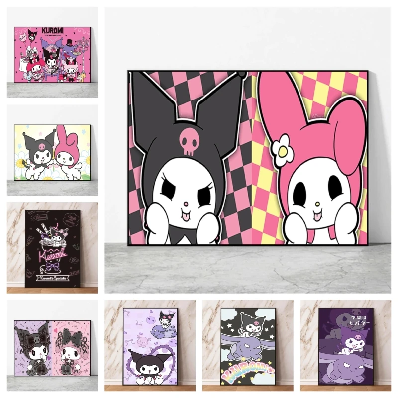 

Canvas Art Walls Painting Sanrios Kuromi My Melody lovely Cuadros Best Gift Modern Living Room Comics Pictures