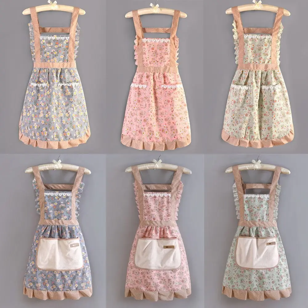 

Домашние Кухонные фартуки, модные холщовые аксессуары для чистки, фартук принцессы, ручной ремешок, Женский фартук для готовки
