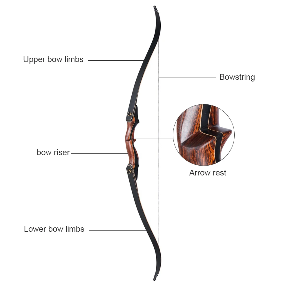 60inch Archery bow Recurve Bow 30-50lbs Take-down bow Outdoor Red Wooden Hunting Shooting bow 5