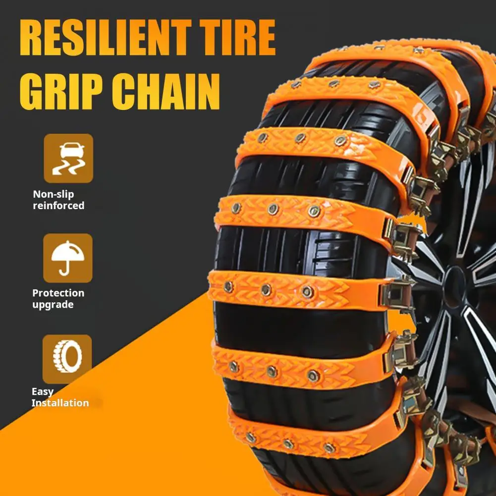 8Pcs Anti-Slip Tire Snow Chains Universal Car Snow Chains for SUVs Trucks Pickups Emergency Adjustable Tire Chain for Rain