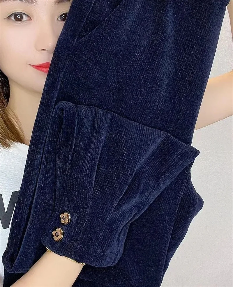 Corduroy Velvet Lined Warm Harem Ankle-length Pants Winter Thicken Women New Jogger Pantalones Casual Snow Wear Sweatpants