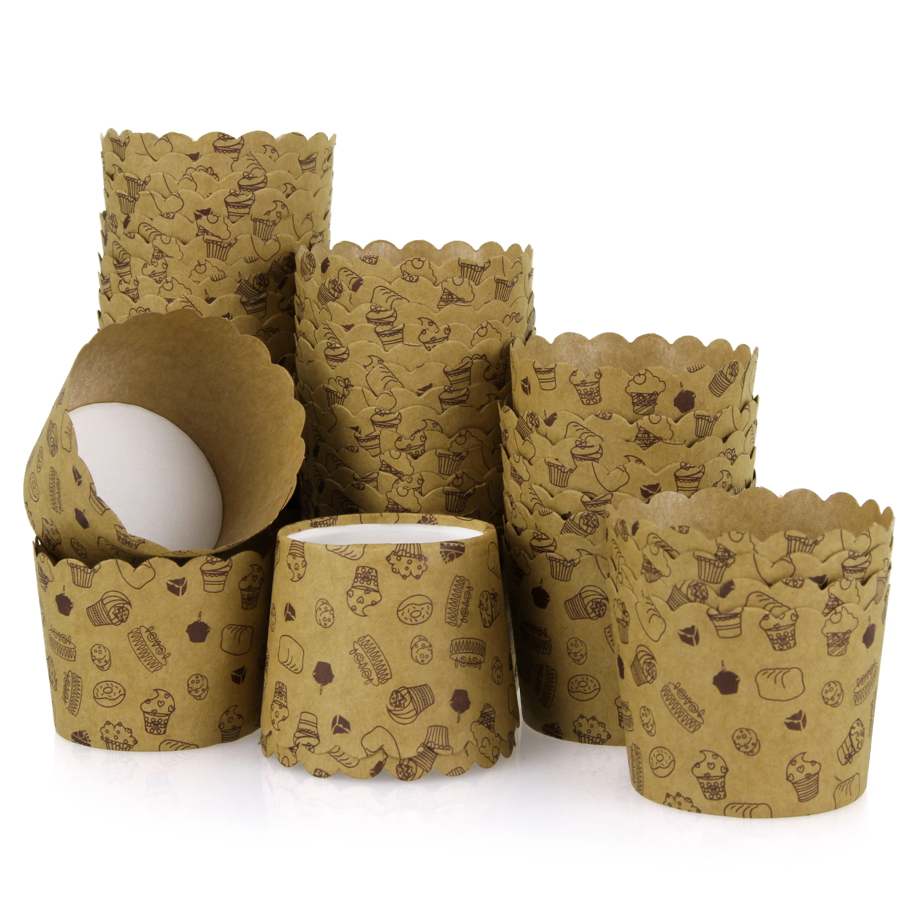 50Pcs Brown Kraft Muffin Cupcake Paper Cup Easter Bread Panettone Baking Paper Mold Kraft Craft Molds For Panetones disposable cupcake cups