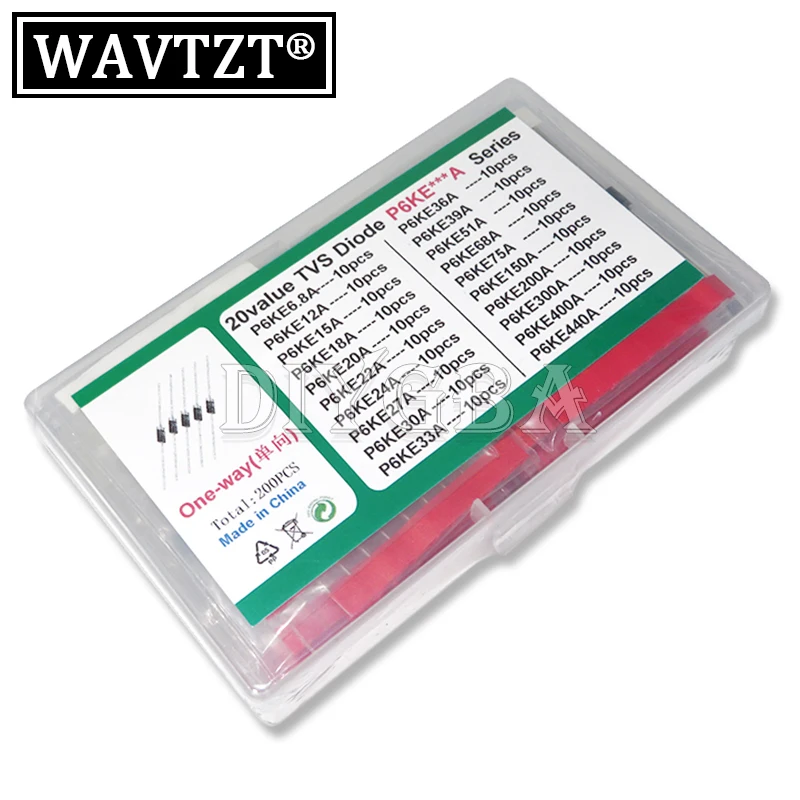 20 Valori P6Ke6.8A/Ca Kit Transistor Tvs 200 Pz/Set 12/15/18/20/22/24/27/30/33/36/39/51/68/75/150/Diodo 200/300/400/440/A/Ca