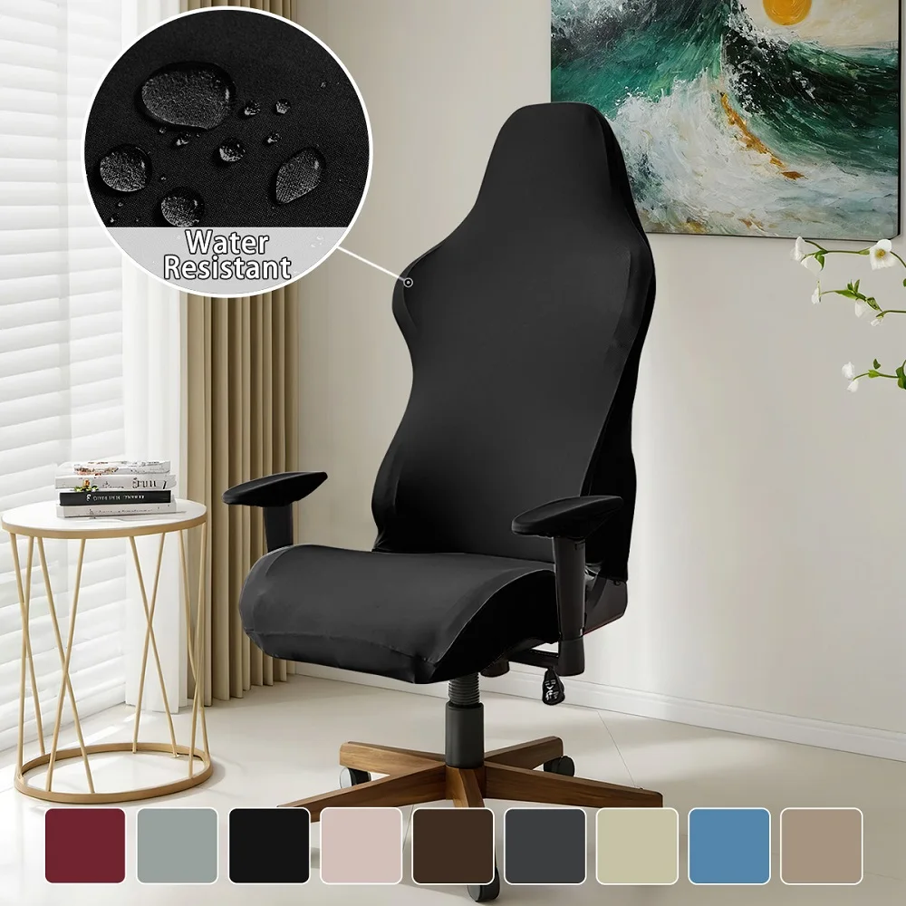 Chair Cover 1PC Black Milk silk solid color e-sports chair cover internet cafe sports seat chair cover dustproof elastic cover