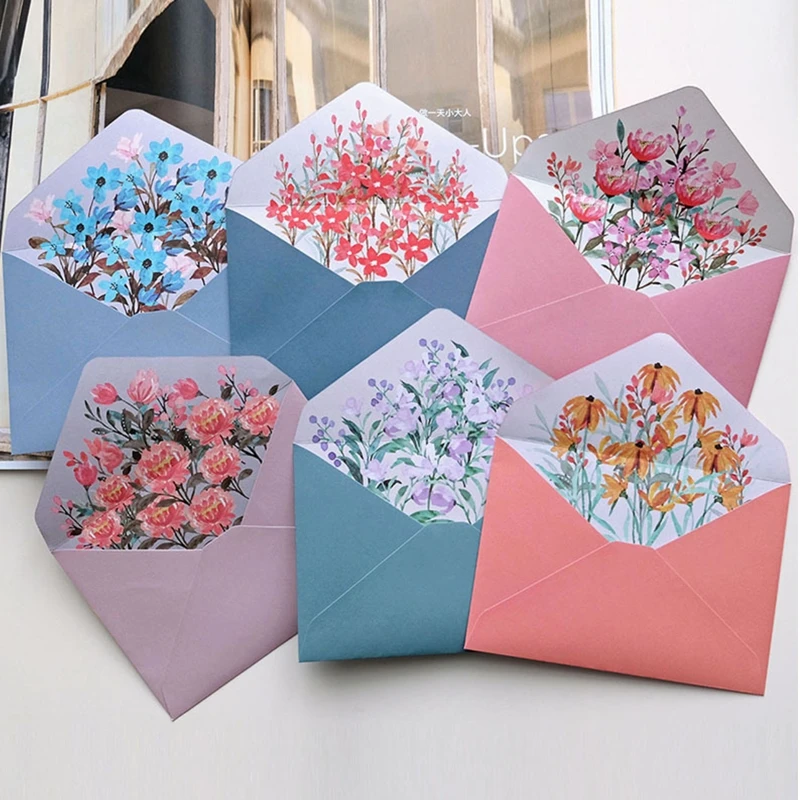 Letter Paper Stationery Flower Envelop Set Wide Ruled Letter Papers for Home Party Invitation Thank You Letter