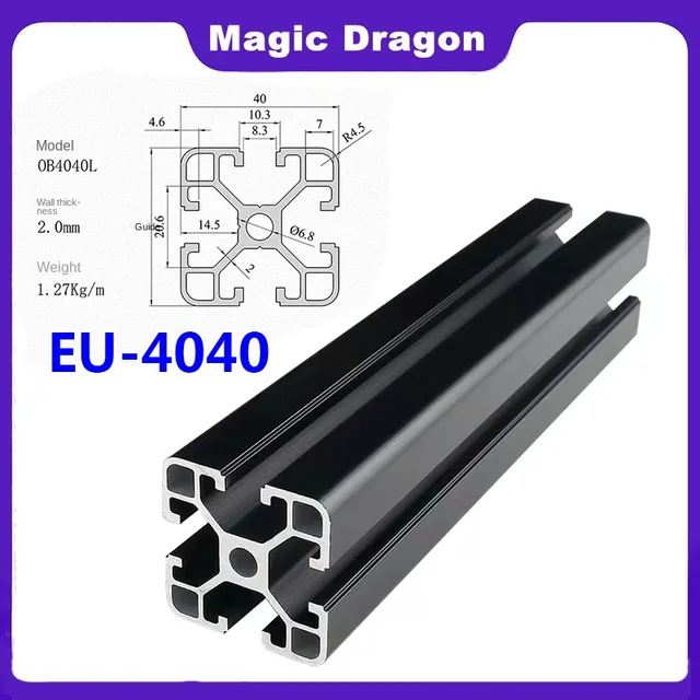 1PC สีดํา 4040 มาตรฐานยุโรป Anodized อลูมิเนียมโปรไฟล์ Extrusion 100-800 มม.ความยาว Linear Rail สําหรับ CNC 3D เครื่องพิมพ์ CNC 1
