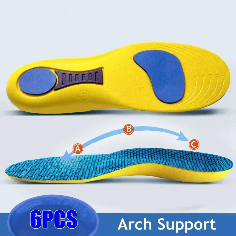 thumbnail image 1 of Plantillas ortopédicas para zapatos con soporte para el arco, plantillas para fascitis Plantar para hombres y mujeres, almohadillas antideslizantes que absorben los golpes, 2/4/6 Uds., 1 of 5