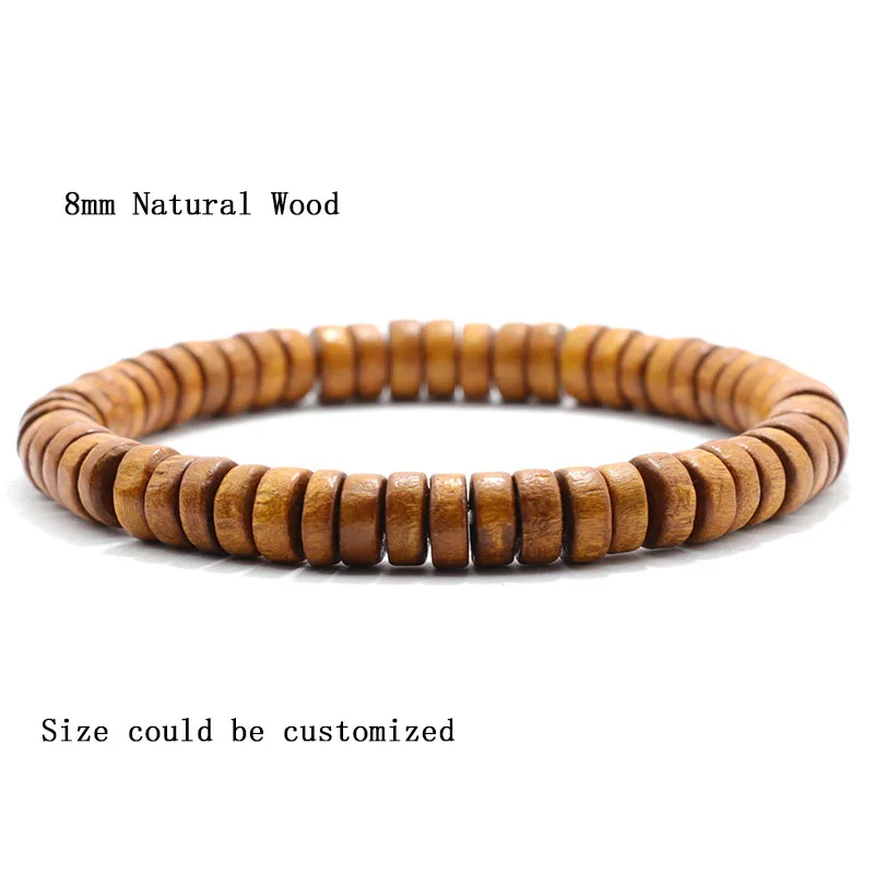 Natural Wood Beaded Men Bracelet