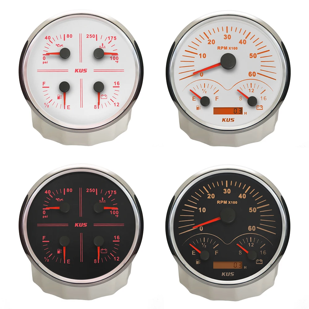 

New KUS 110mm 3 in 1 4 in 1 Multifunctional Gauge Universal 12V Voltmeter for Auto Marine with Red/Yellow Backlight Available