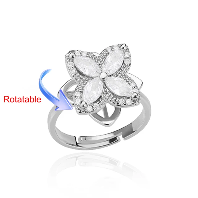 Bagues de mariage rotatives à quatre trèfles pour femmes, anneau d'anxiété Anti-Stress en acier inoxydable, bijoux esthétiques réglables