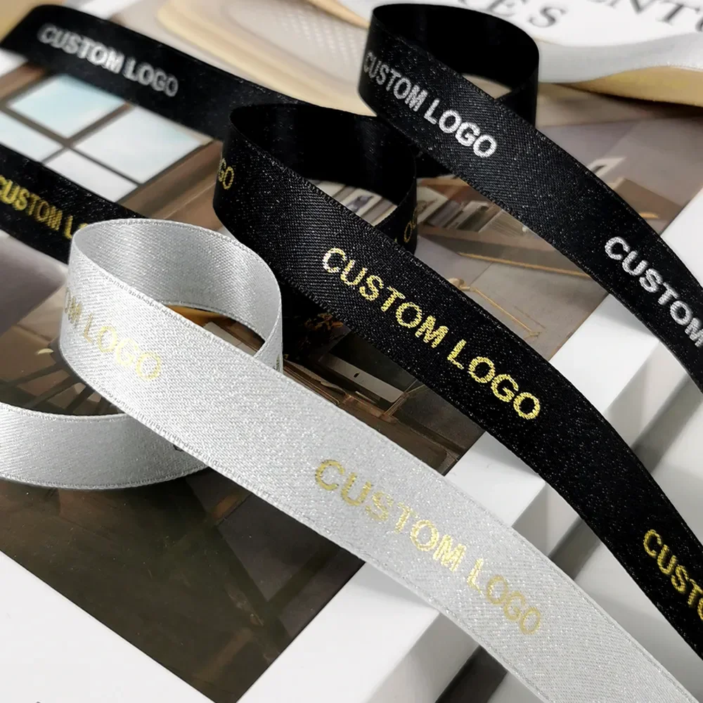

Famous brand LOGO Custom Printed Ribbon Luxury Glitter Tap e Film With Personal Valentine Wedding Party Favors Bouquet Wraping