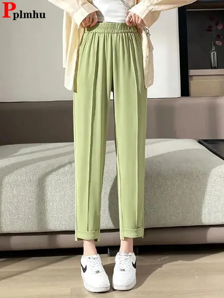 

Брюки-султанки женские с завышенной талией, повседневные мешковатые офисные прямые спортивные штаны до щиколотки, большие размеры 4xl