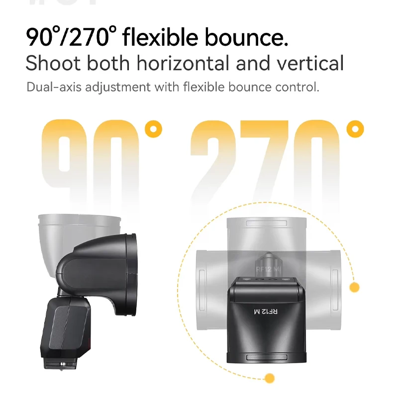 ZENIKO RF12 M 온카메라 플래시 90 °   틸트 270 °   캐논  니콘 올림푸스 DSLR 카메라용 회전형 라운드 라이트 효과 휴대용 장치