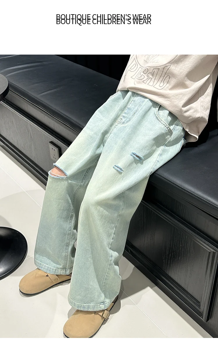 جينز كاجوال متوسط إلى كبير للأطفال ، سراويل أنيقة للفتيات ، طراز جديد ، الربيع والخريف ،