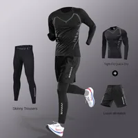 Men's Ice Fiber Quick-Dry Running & Fitness Full Set/Suit Tracksuit For Marathon, Training & Cycling，Jogging,Gym， sweatpants 2