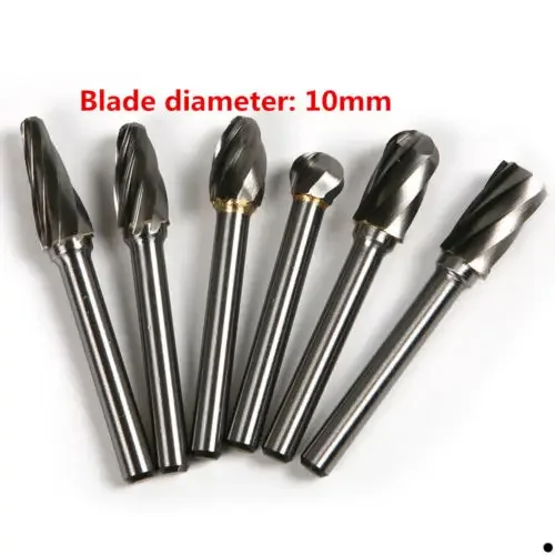 Fixmee 6pcs 6*10mm ACDEFL Tungsten Carbide 8 Flutes Rotary Burrs Point File Cutter Drill Bit