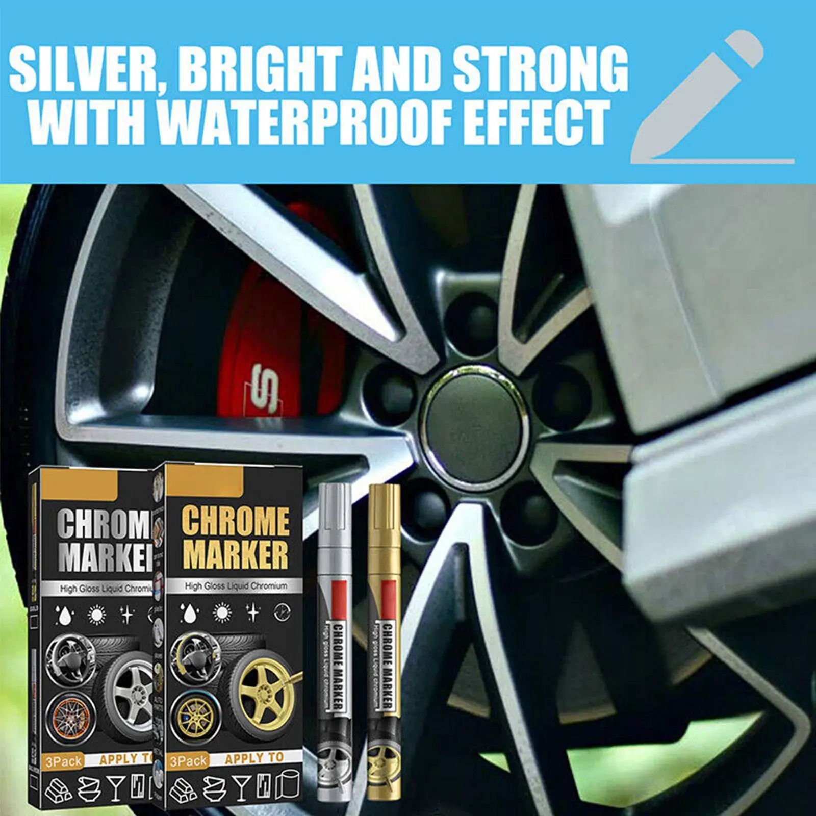 Waterproof Chrome Paint Marker for Car Wheel Repair
